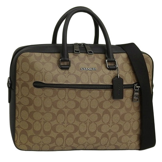 コーチ バッグ メンズ ビジネスバッグ アウトレット カーキ×ブラック イーサン スリムブリーフ シグネチャー キャンバス ETHAN SLIM BRIEF SIG CR270QBT4U COACH A4対応