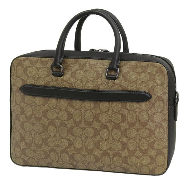 コーチ バッグ メンズ ビジネスバッグ アウトレット カーキ×ブラック イーサン スリムブリーフ シグネチャー キャンバス ETHAN SLIM BRIEF SIG CR270QBT4U COACH A4対応