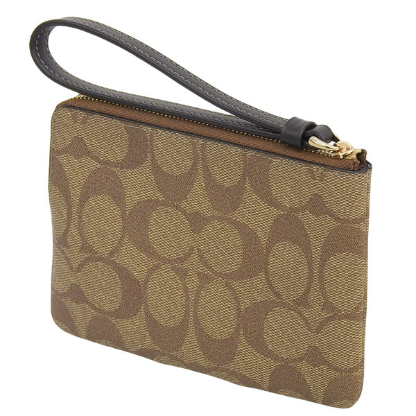 コーチ ポーチ レディース アウトレット コーナージップ リストレット シグネチャー キャンバス カーキ×ブラック SIG PVC LTH CRN ZIP CS602IMCBI COACH