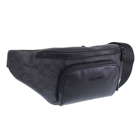 コーチ バッグ メンズ ボディバッグ アウトレット チャコール×ブラック レーサー ベルトバッグ シグネチャー キャンバス RACER BLT B SIG CT714QBMI5 COACH