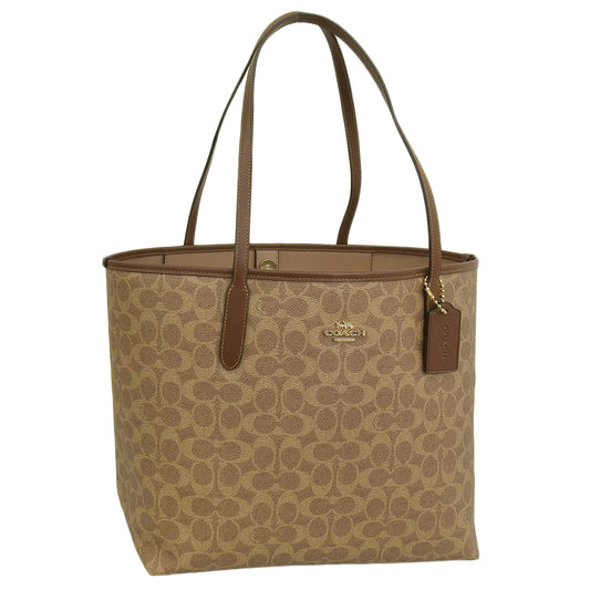 コーチ バッグ レディース トートバッグ アウトレット タン×ブラウン シティトートバッグ シグネチャー キャンバス SIG CITY TOTE CV976IMXHE COACH A4対応