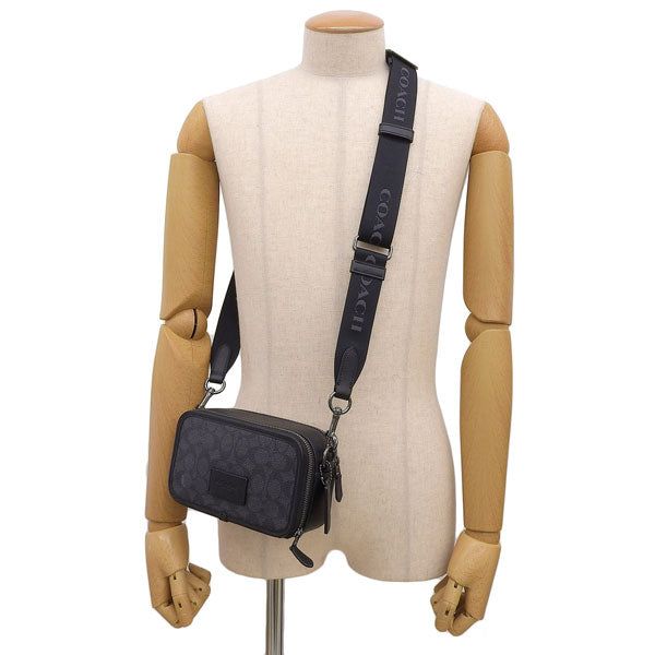 コーチ バック メンズ ショルダーバッグ アウトレット ワイアット クロスボディバッグ シグネチャー キャンバス ブラック CW365QBMI5 COACH