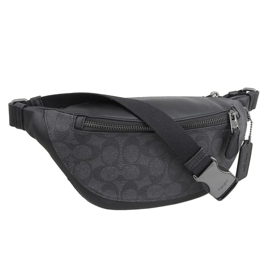 コーチ バッグ レディース ボディバッグ アウトレット チャコール×ブラック ワーレン ミニベルトバッグ シグネチャー キャンバス WARREN MINI BB SIG CW369QBMI5 COACH