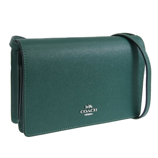 コーチ バッグ レディース ショルダーバッグ アウトレット レザー グリーン アンナ フォルドオーバー クラッチ クロスボディバッグ ANN FLDVR CRSGRN CX592SVDM9 COACH