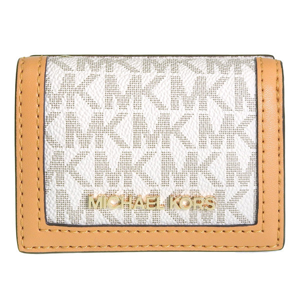 マイケルコース 財布 レディース 三つ折り財布 アウトレット ホワイト×ベージュ JET SET TRAVEL D35F3GTVD0B-CIDMLT MICHAEL KORS 母の日　土日祝も毎日発送します