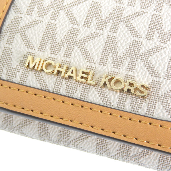 マイケルコース 財布 レディース 三つ折り財布 アウトレット ホワイト×ベージュ JET SET TRAVEL D35F3GTVD0B-CIDMLT MICHAEL KORS 母の日　土日祝も毎日発送します