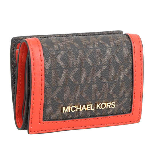 マイケルコース 財布 レディース 三つ折り財布 アウトレット レザー ブラウン×レッド D35F3GTVD0B-DKSANG MICHAEL KORS 母の日　土日祝も毎日発送します