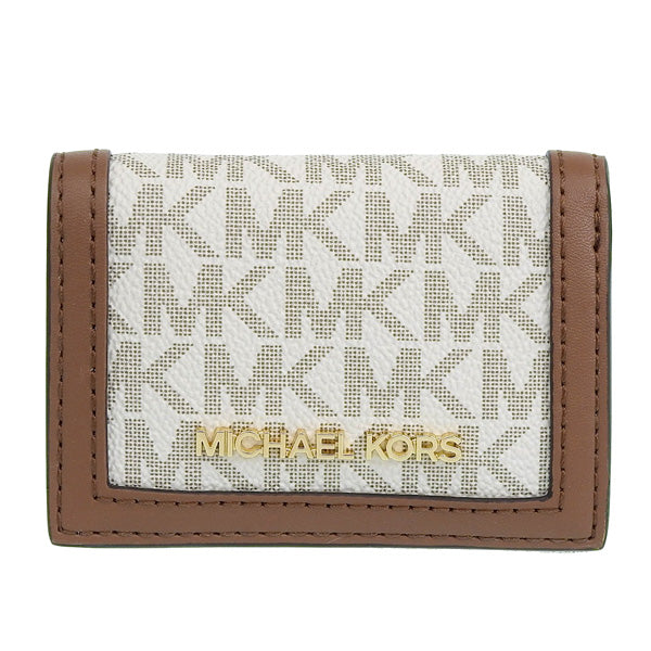 マイケルコース 財布 レディース 三つ折り財布 アウトレット レザー ホワイト×ブラウン D35F3GTVD0B-VANILL MICHAEL KORS 母の日　土日祝も毎日発送します