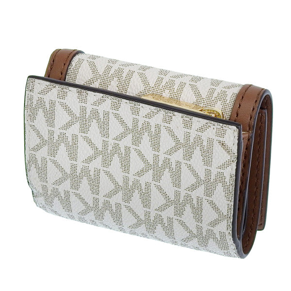 マイケルコース 財布 レディース 三つ折り財布 アウトレット レザー ホワイト×ブラウン D35F3GTVD0B-VANILL MICHAEL KORS 母の日　土日祝も毎日発送します