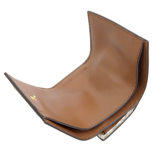 マイケルコース 財布 レディース 三つ折り財布 アウトレット レザー ホワイト×ブラウン D35F3GTVD0B-VANILL MICHAEL KORS 母の日　土日祝も毎日発送します