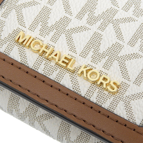マイケルコース 財布 レディース 三つ折り財布 アウトレット レザー ホワイト×ブラウン D35F3GTVD0B-VANILL MICHAEL KORS 母の日　土日祝も毎日発送します