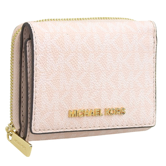 マイケルコース 財布 レディース 三つ折り財布 アウトレット コーティングキャンバス ピンク ジェットセットトラベル JET SET TRAVEL ミッド ジップウォレット スモール シグネチャー 35S4GTVZ5B-LTPBLU MICHAEL KORS