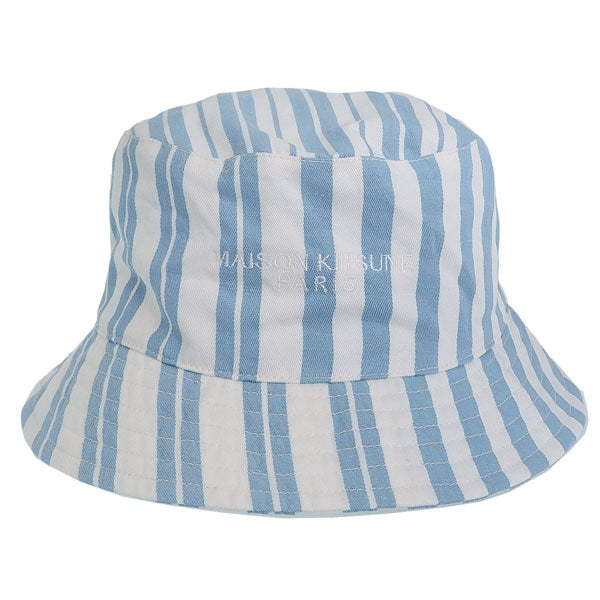 メゾンキツネ 帽子 メンズ レディース バケットハット ブルー×ホワイト IU06172WW2002S422 MAISON KITSUNE
