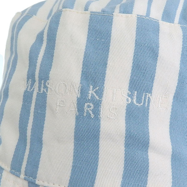 メゾンキツネ 帽子 メンズ レディース バケットハット ブルー×ホワイト IU06172WW2002S422 MAISON KITSUNE