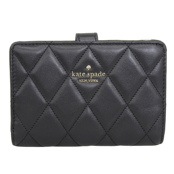 ケイトスペード 財布 レディース 二つ折り財布 アウトレット レザー ブラック キャリー ミディアム コンパクト バイフォールド ウォレット CAREY SMOOTH QUILTED LEATHER M KG424-001 KATE SPADE 母の日　土日祝も毎日発送します