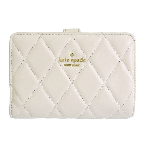 ケイトスペード 財布 レディース 二つ折り財布 アウトレット レザー ホワイト キャリー ミディアムコンパクトバイフォールドウォレット carey smooth quilted md compbifold KG424-101 KATE SPADE