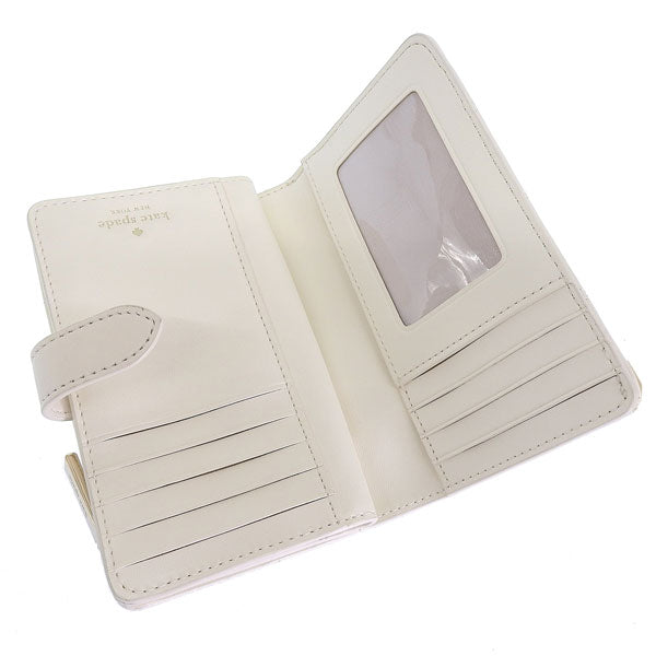 ケイトスペード 財布 レディース 二つ折り財布 アウトレット レザー ホワイト キャリー ミディアムコンパクトバイフォールドウォレット carey smooth quilted md compbifold KG424-101 KATE SPADE