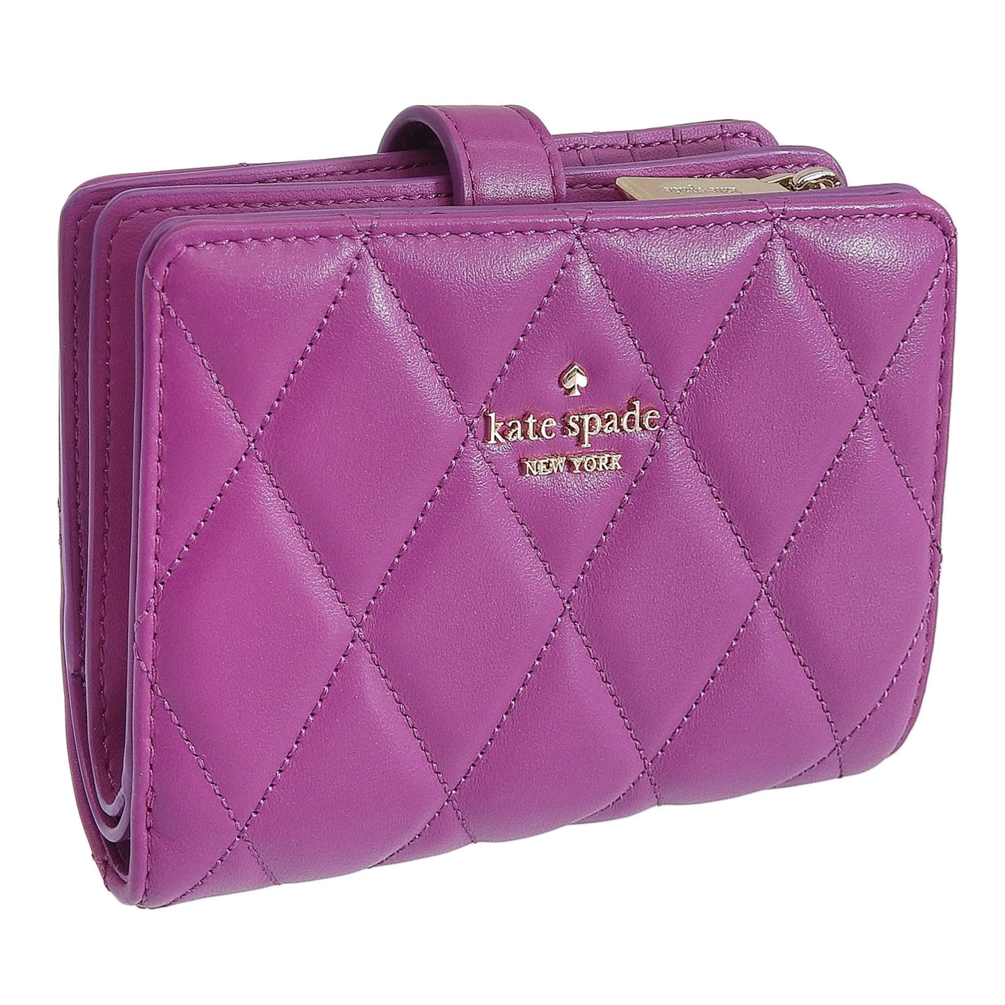 ケイトスペード 財布 レディース 二つ折り財布 アウトレット レザー パープル キャリー ミディアムコンパクトバイフォールドウォレット carey smooth quilted md compbifold KG424-500 KATE SPADE