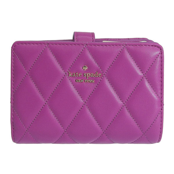 ケイトスペード 財布 レディース 二つ折り財布 アウトレット レザー パープル キャリー ミディアムコンパクトバイフォールドウォレット carey smooth quilted md compbifold KG424-500 KATE SPADE