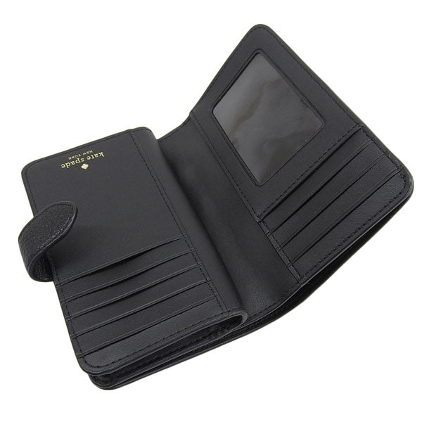 ケイトスペード 財布 レディース 二つ折り財布 アウトレット レザー ブラック レナ ミディアムコンパクトバイフォールドウォレット LENA MEDIUM COMPACT BIFOLD WALLET KH787-001 KATE SPADE