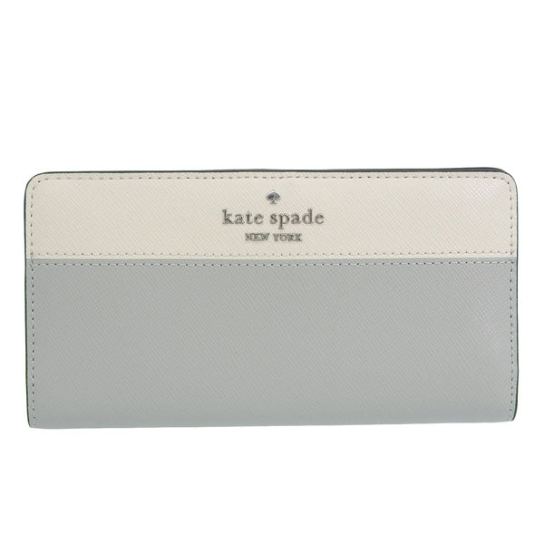 ケイトスペード 財布 レディース 長財布 アウトレット レザー グレー×ホワイト マディソン madison lg slim bifold KI367-020 KATE SPADE
