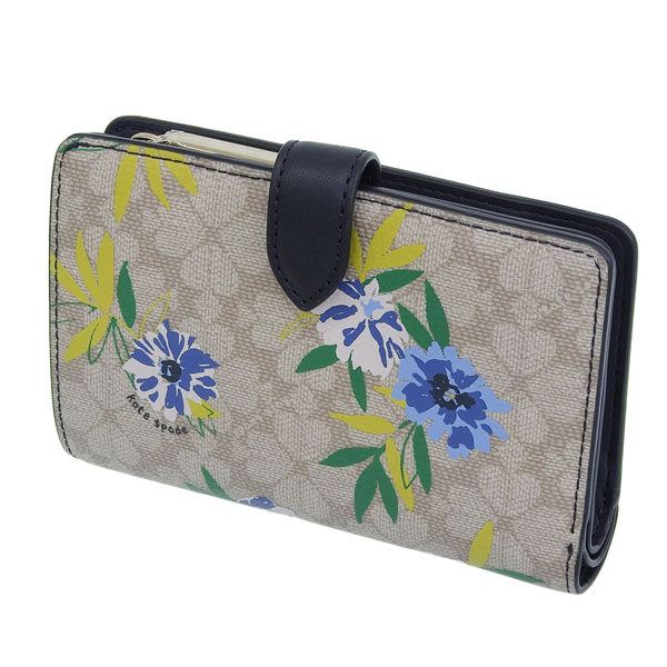 ケイトスペード 財布 レディース 二つ折り財布 アウトレット ベージュマルチ spade fiower spade fiower fe med comp bifld KK912-960 KATE SPADE
