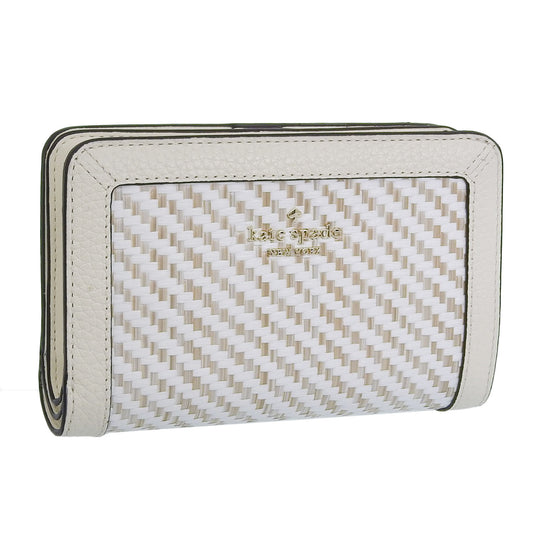 ケイトスペード 財布 レディース 二つ折り財布 アウトレット ベージュマルチ lena two tone straw md compbifold KK925-101 KATE SPADE