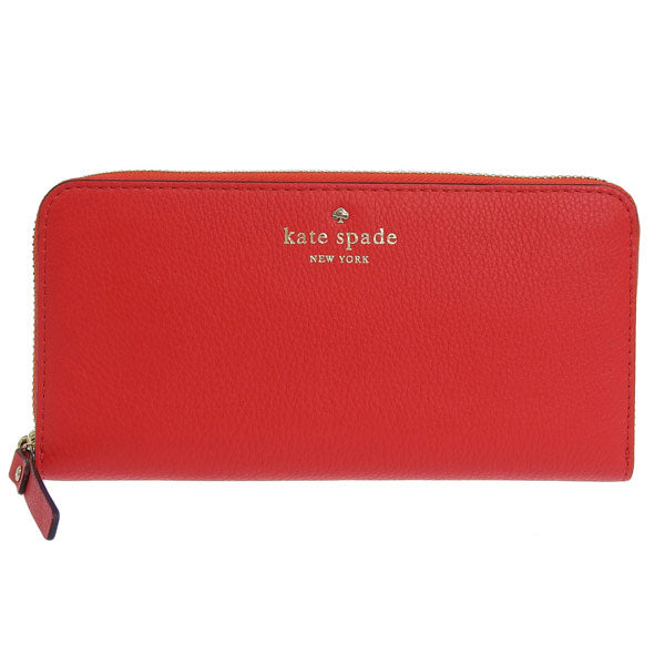 ケイトスペード KATE SPADE レディース ラウンドファスナー長財布 チェリーレッド レザー pwru1801-635