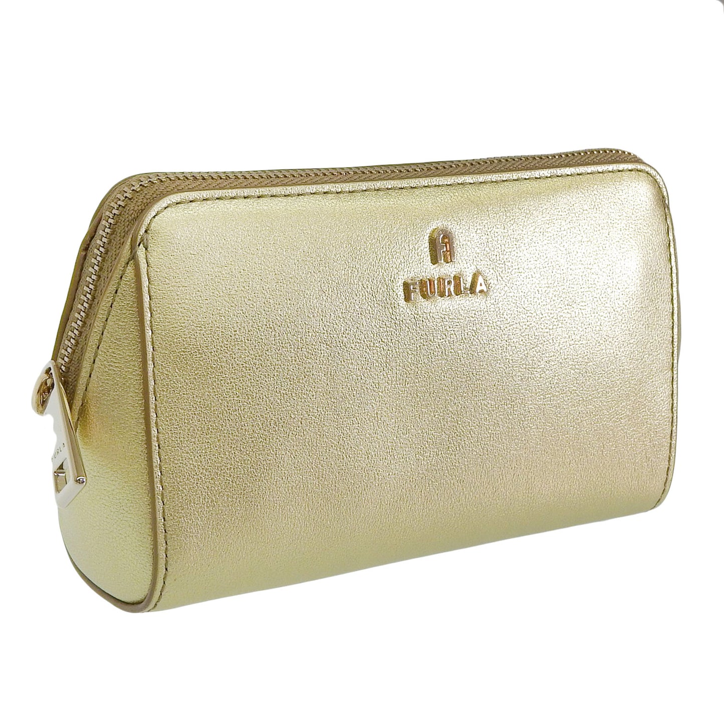 フルラ コスメポーチ 化粧ポーチ レディース アウトレット レザー ゴールド カメリア FURLA CAMELIA-COSMETIC CASE M WE00449BX2658CGD00