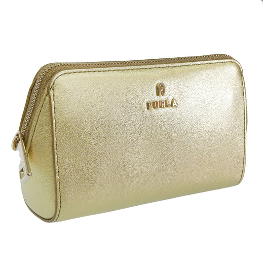 フルラ コスメポーチ 化粧ポーチ レディース アウトレット レザー ゴールド カメリア FURLA CAMELIA-COSMETIC CASE M WE00449BX2658CGD00