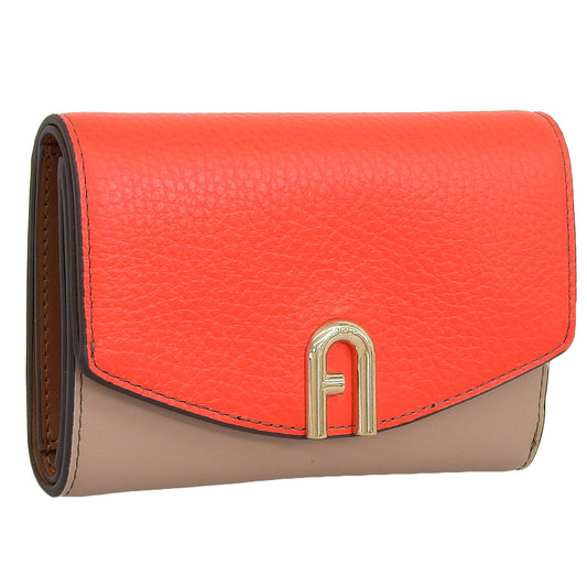 フルラ 財布 レディース 三つ折り財布 アウトレット レザー ベージュ×オレンジ プリムラ FURLA PRIMULA TRIFOLD COMPACT M WALLET WP00217BX00531656S