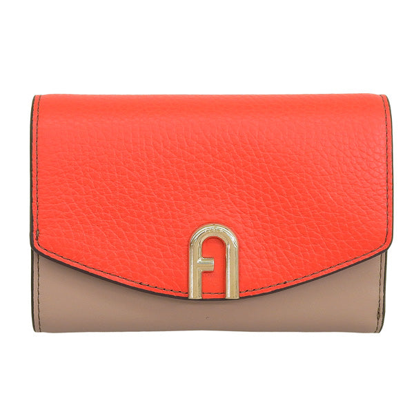 フルラ 財布 レディース 三つ折り財布 アウトレット レザー ベージュ×オレンジ プリムラ FURLA PRIMULA TRIFOLD COMPACT M WALLET WP00217BX00531656S