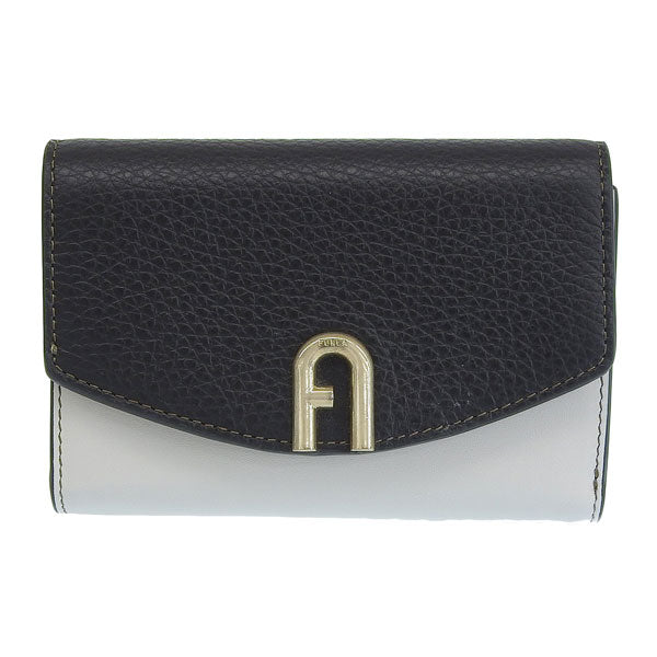 フルラ 財布 レディース 三つ折り財布 アウトレット レザー ホワイト×ブラック プリムラ FURLA PRIMULA M COMPACT WALLET VITELLO ROI WP00217BX00532150S